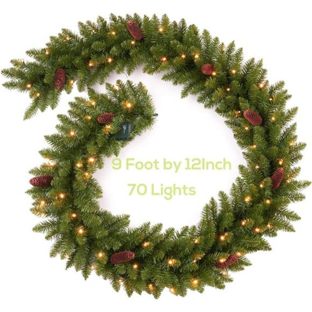 Cozy 9 Ft Pre-lit Christmas Garland 70 LED Lights